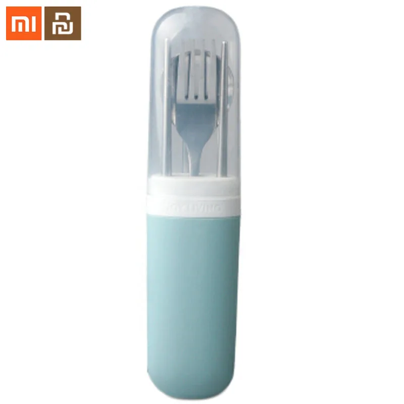 

Original xiaomi youpin silicone handle set anti-scalding stainless steel three-piece chopsticks fork spoon tableware Smart