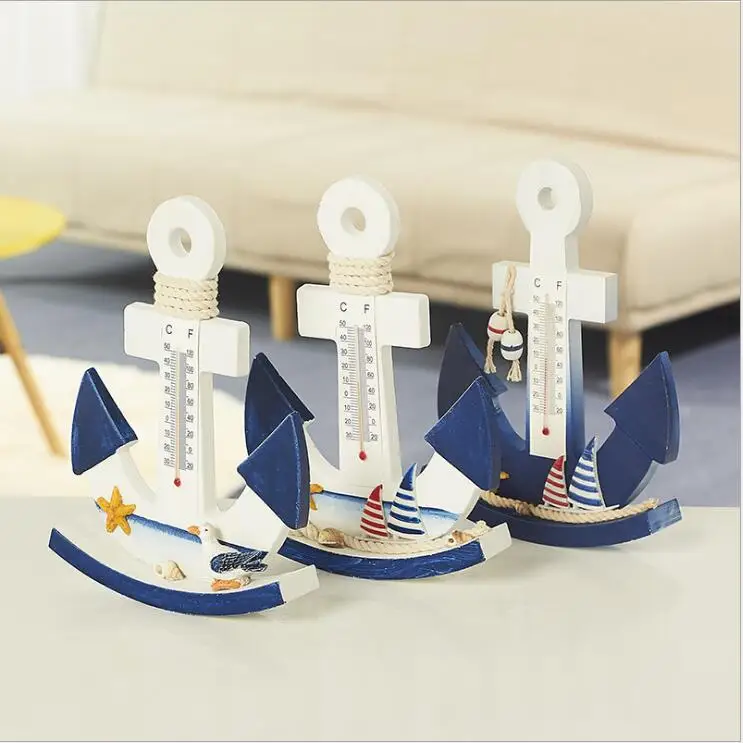 

Creative Mediterranean Style Anchor Resin Decoration Rocking Anchor Thermometer Home Decor Children Gift