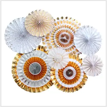 

2021 Year 8Pcs/Set Paper Fan Wedding Decorations Party Decoration Party Fans