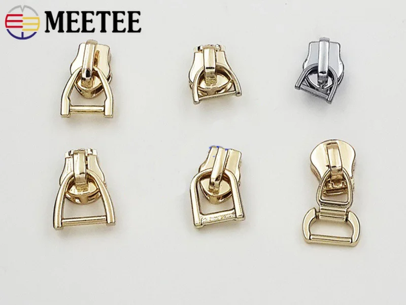 Meetee 20/50pcs D Ring Zipper Puller Metal Zipper Slider DIY Wallet Bag Ring Hang Buckles Luggage Hardware Accessories ZT011