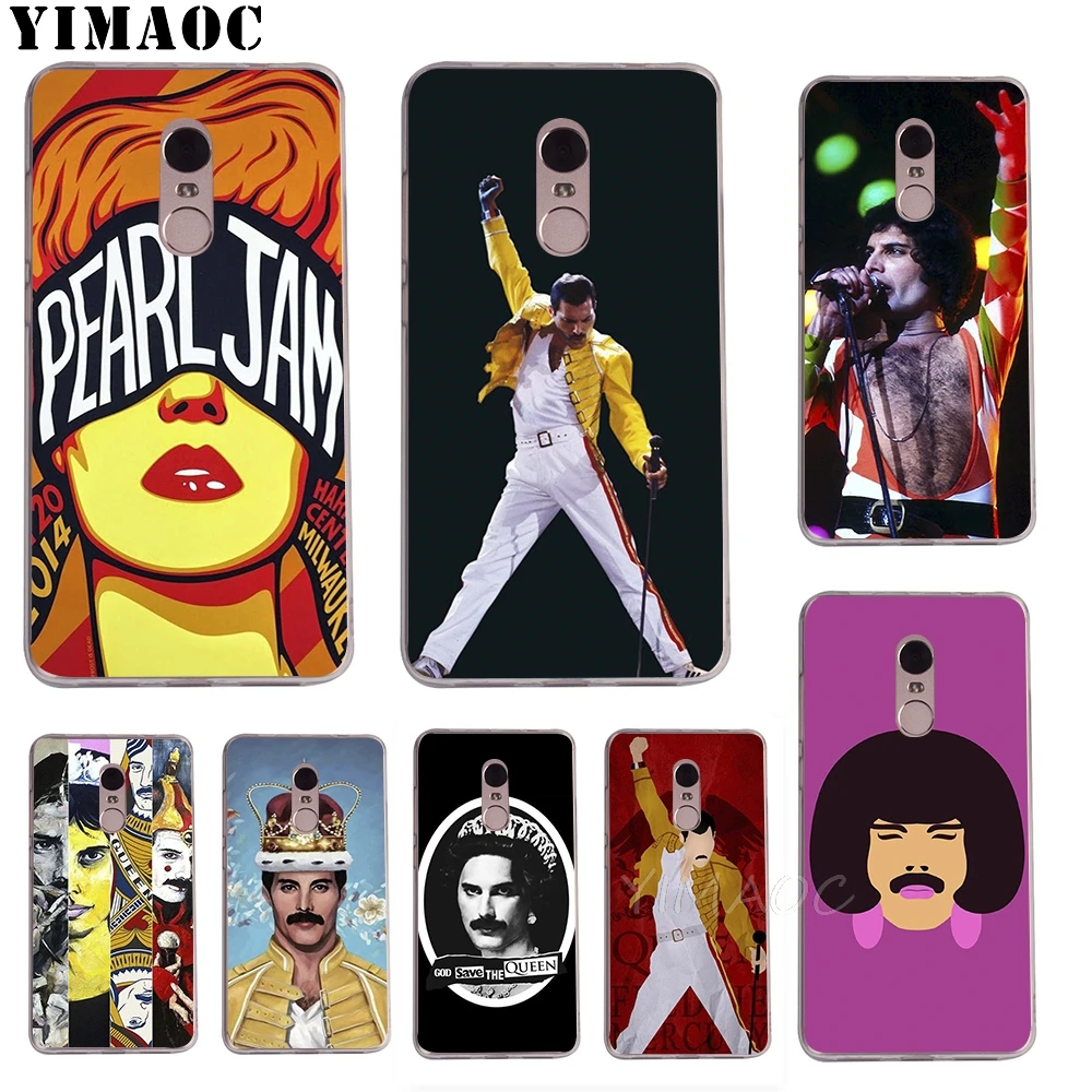 Мягкий чехол YIMAOC Queen Freddie Mercury для Xiaomi Redmi 6 4X 5A 4A S2 Note 4 5 Pro Plus Mi 8 9 SE A2 A1 MiX 2S MAX 3 |