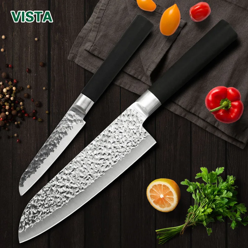 

kitchen knives 2PC Japanese Style X30CR14 Stainless Steel Chef Knife Meat Cleaver Fruit Non-stick Razor Sharp Kitchen knife