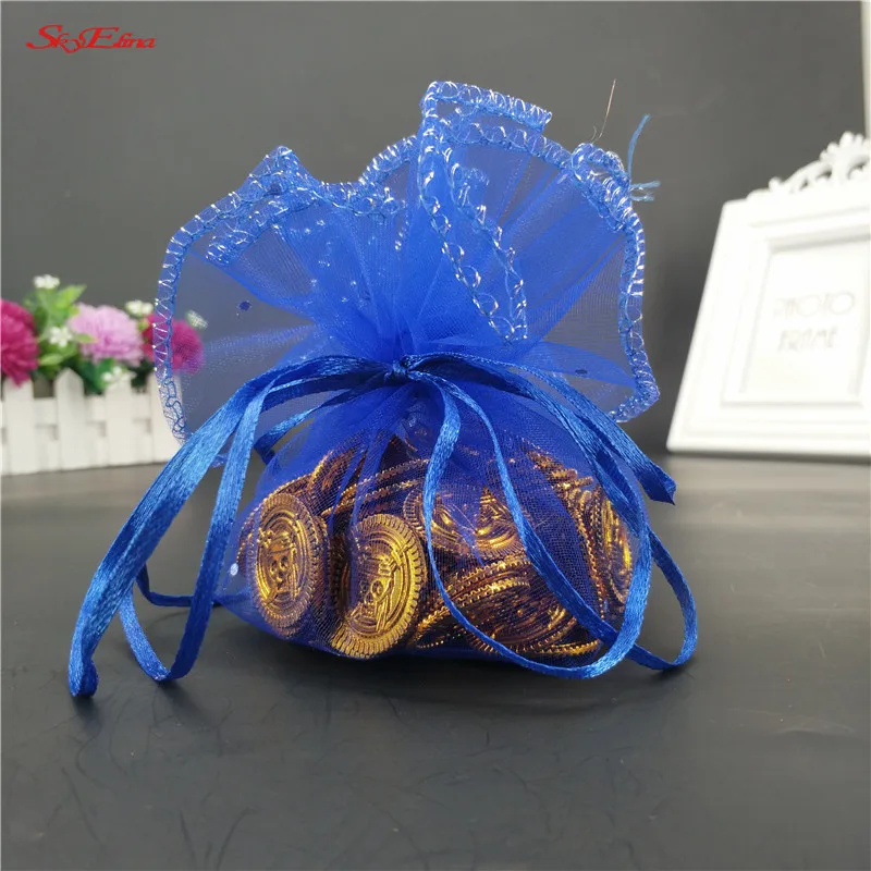 Сумки из органзы с круглым дном и блестками Карманные Подарочные сумки для