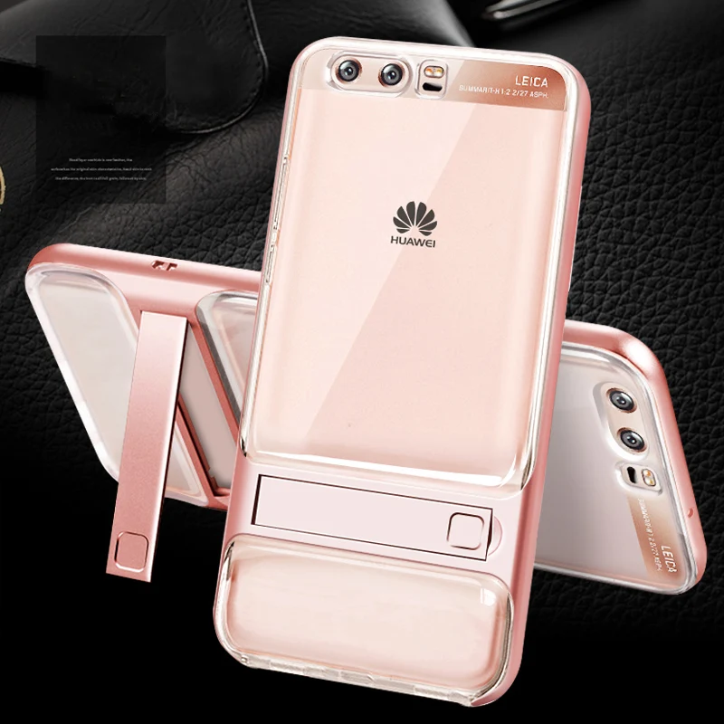 ITEUU P10 P10PLUS PC+ TPU чехол с подставкой для huawei P10 P10 Plus Мягкий противоударный прозрачный чехол с подставкой