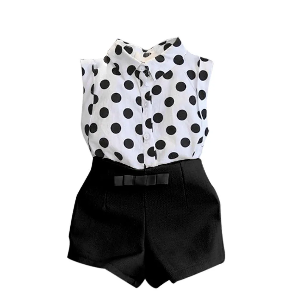

Kids Clothes Children Clothing Set 2pcs Baby Clothing Outfit Girl Child Kid Polka Dot T-shirt Tops+Pants Shorts Set #40