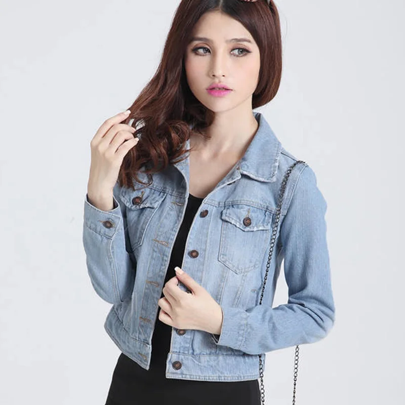 

VogorSean Spring Women's Denim Jacket 2019 Short Denim Fall Jackets Women Denim Jacket Cardigan Light Blue/Dark Blue