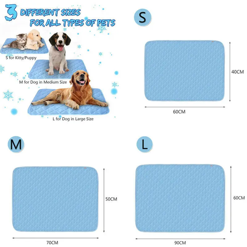 

Pet Cooling Mat Non-Toxic Cool Gel Pad Self Cooling Mat Dog Cat Pet Self Cool Pillow Hot Weather Large Bed Pads