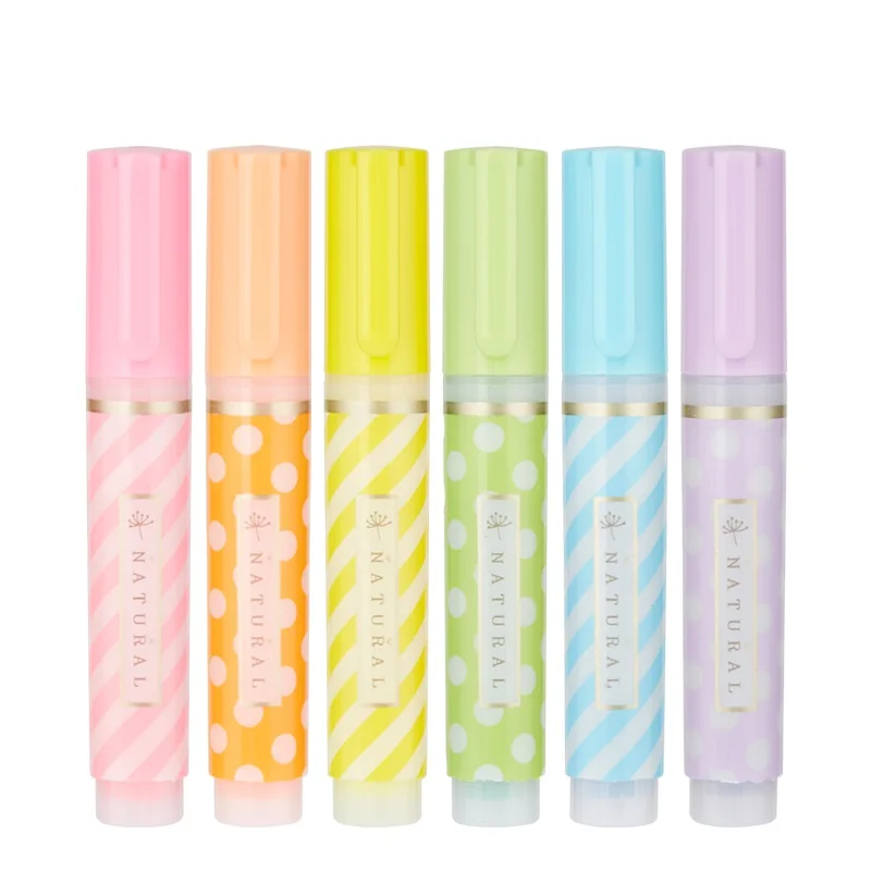 

6 color highlighter marker pen set Natural Fluorescent drawing liner pens Student Stationery Office School supplies F447