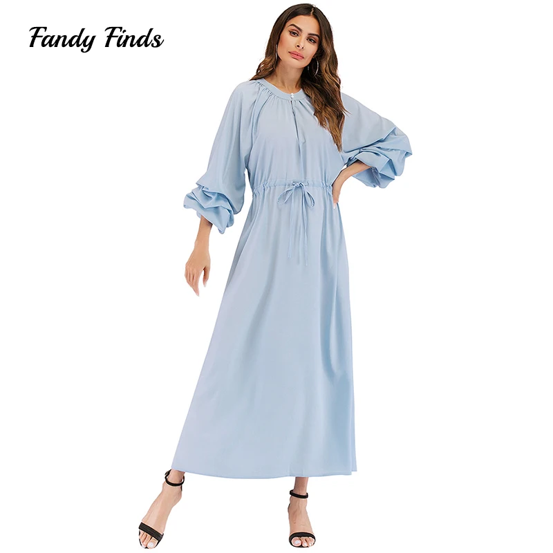 

Fandy Finds Muslim Robe Lady Middle East Ramadan Praying Abaya Saudi Aribia Solid Color Women Long Dress Gown