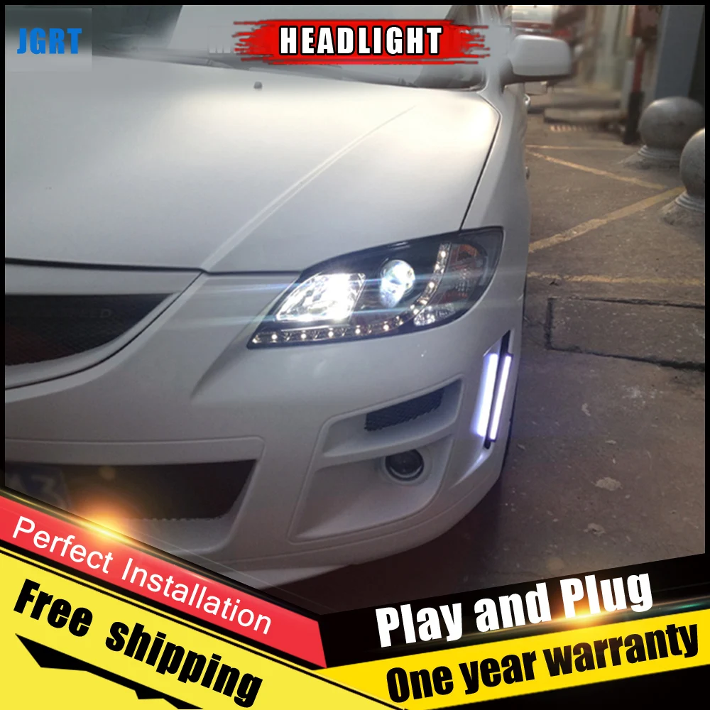 2 шт. автомобиль Стиль светодиодный фары для Mazda 3 2006 2012 налобный фонарь DRL Объектив