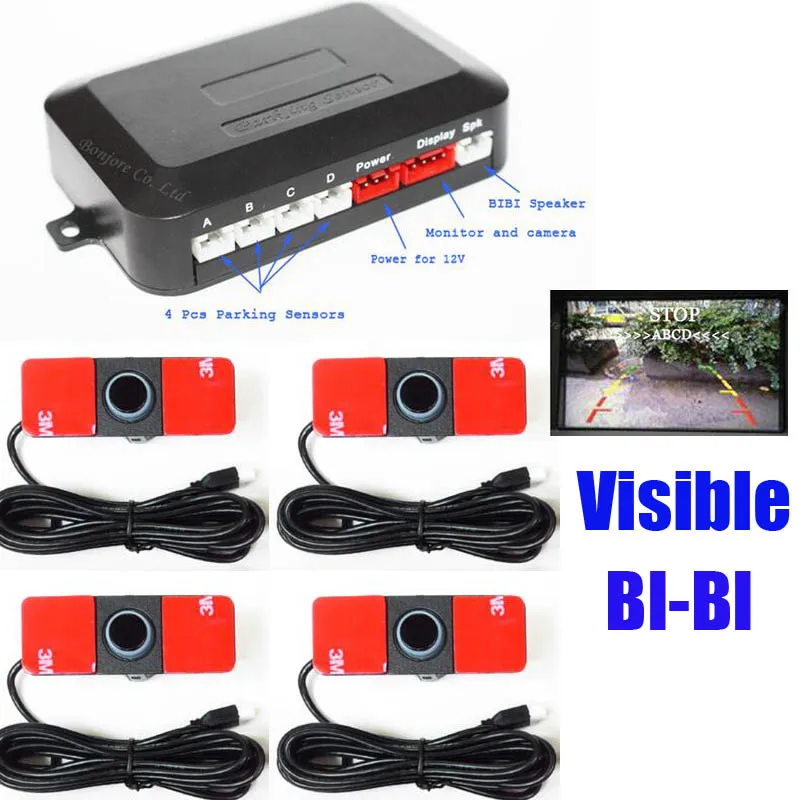 

Car Video Parking Sensor Reverse Backup Assistance Radar Alarm System + 16mm Flat Sensors 7 Colors , Sound BIBIBI