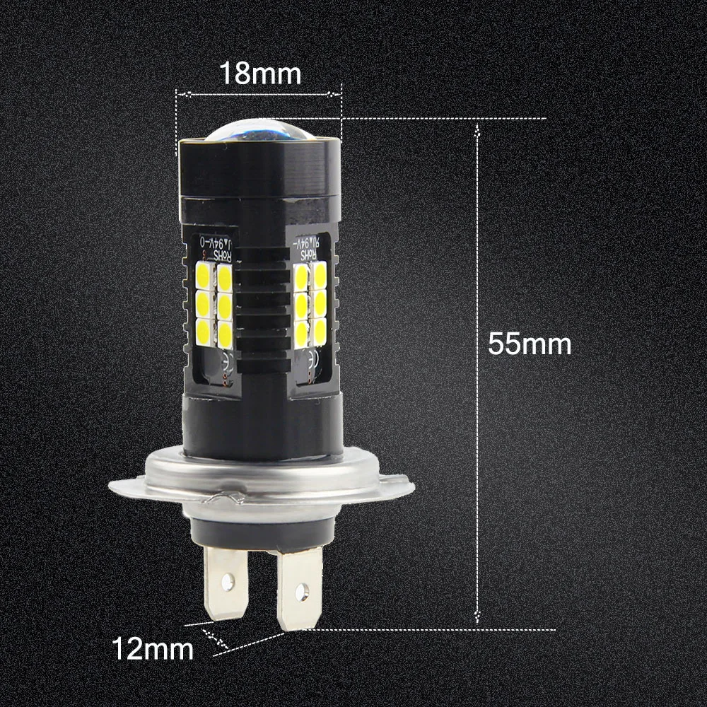 2PCS High Power H7 LED Auto Fog Light Bulbs Car Driving Lamp Running Light 6000K White H7 Bulb Cars Truck LED Lights