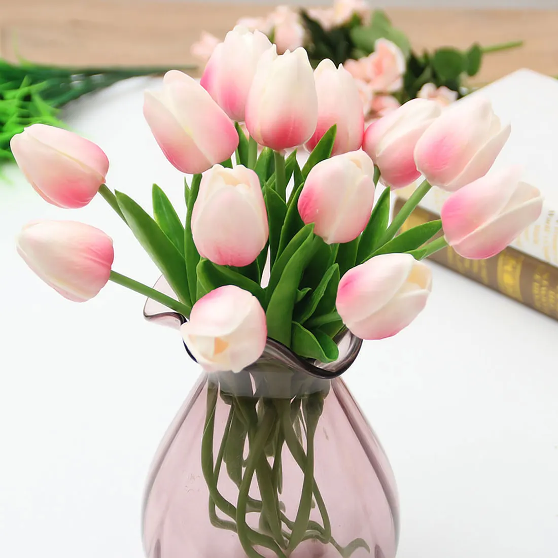 31 Pcs/Lot PU Tulips Real touch Flower Bouquet for Christmas Home