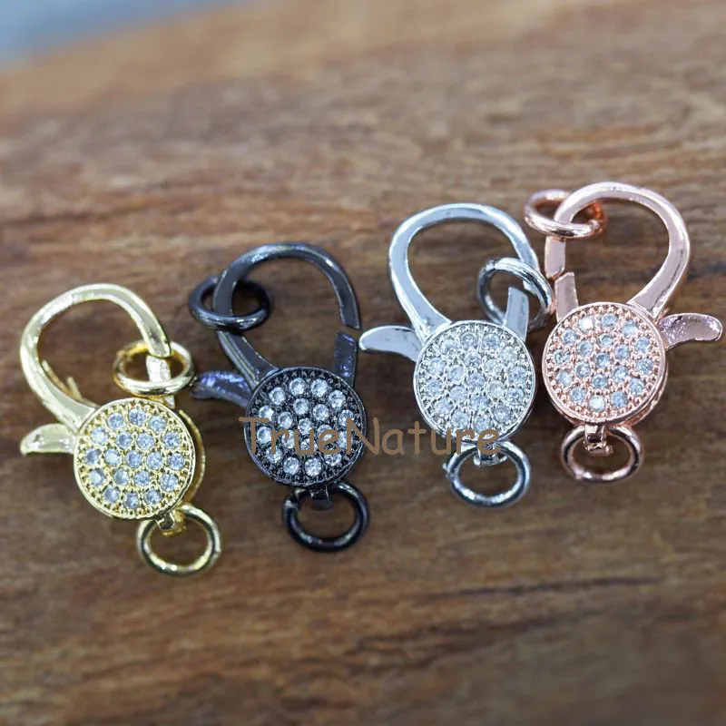

4 Colors Zircon Pave Lobster Claw Clasp Wholesale Metal Copper Jewelry Accessories In 23*12.4 mm FC5989