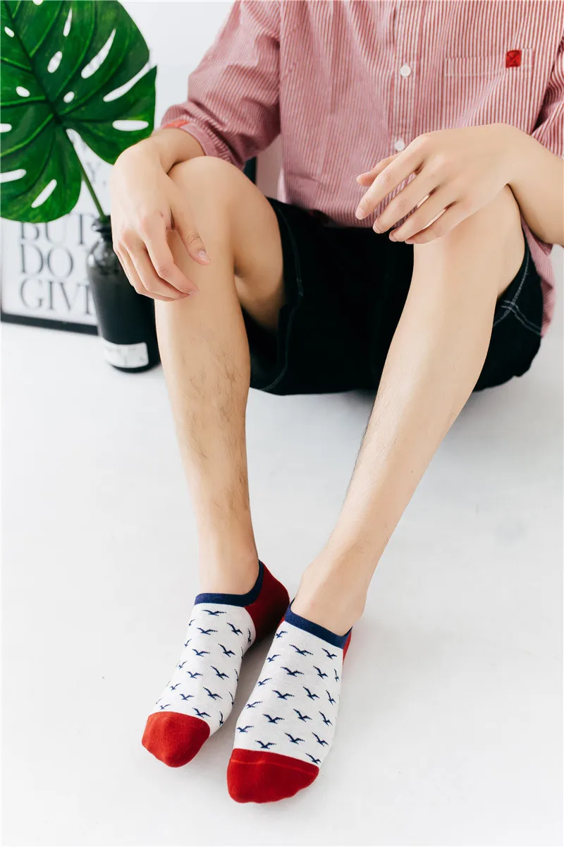 5 пар носок летние мужские шлепанцы цветные английские мужские носки с принтом незаметные носки мужские хлопковые высококачественные носки
