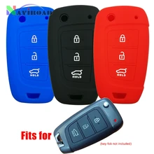 Car styling 3 Button Silicone Rubber Flip Key Fob Cover Car Remote Holder Skin Shell case for Hyundai Solaris 2017 Keyless Entry