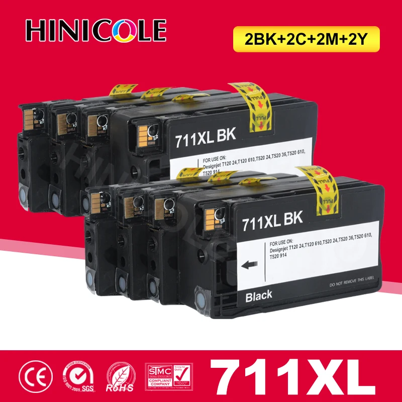HINICOLE 2 набора для HP 711XL 711 XL HP711 чернильный картридж совместимый DesignJet T120 T520
