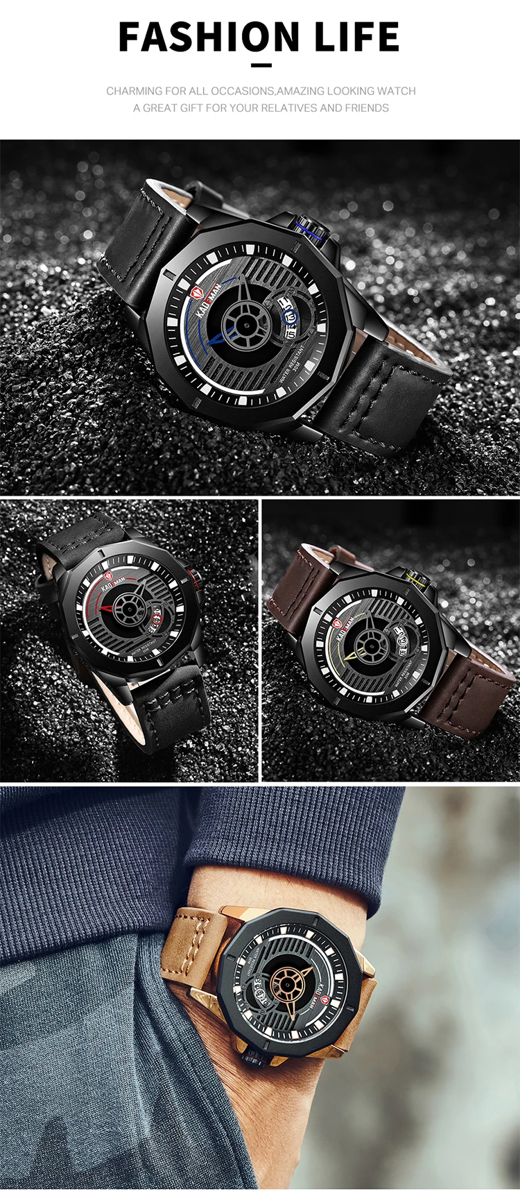Уникальные мужские часы Роскошные водонепроницаемые спортивные часы Лидирующий бренд KADEMAN кварцевые автоматические военные наручные часы Relogio Masculino2019