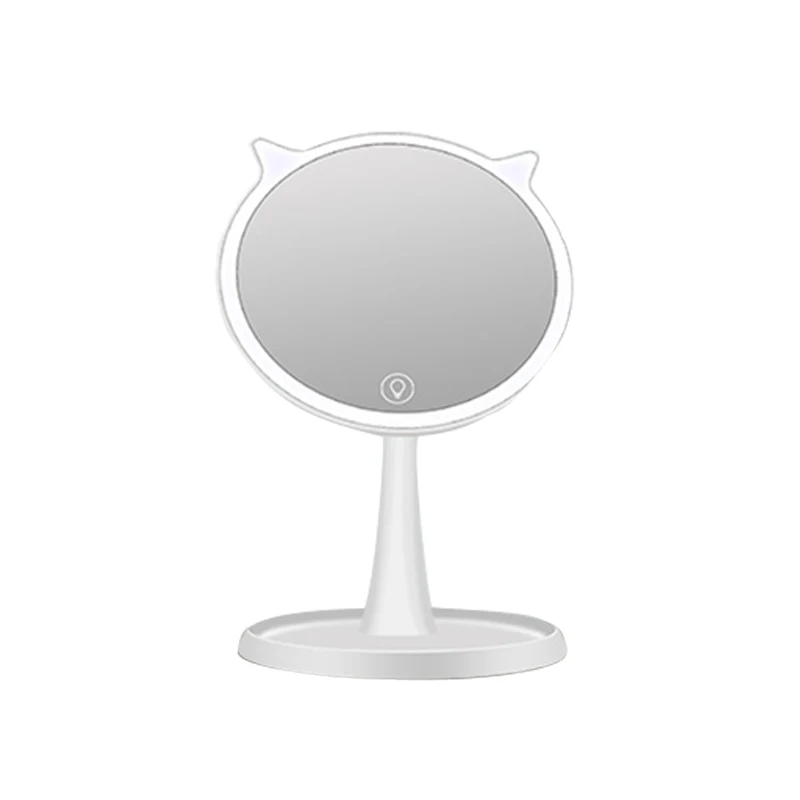 

LED Lights Touch Screen Makeup Mirror 10X Table Desktop Countertop Bright Adjustable USB Charging