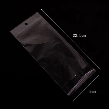 

200pcs/lot Plastic Bags For Jewelry Packaging 9x22.5cm Plastic Bags With Hole Storage Packaging Self Adhesive Bag Plastic