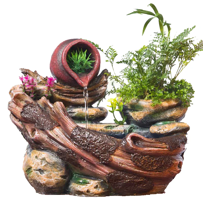 Kopen Micro Landschap Decoratie Decoratieve Indoor Ingemaakte Vetplanten Woninginrichting Rotstuin Fontein Fengshui Hars Decoratie