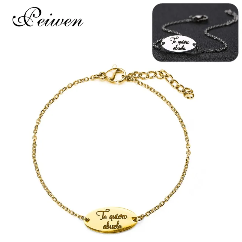 Испанский Te quiero abuela кулон браслет для женщин Grademother нержавеющая сталь золотистый Серебристый с розой цвет Браслеты Ювелирные изделия Подарки