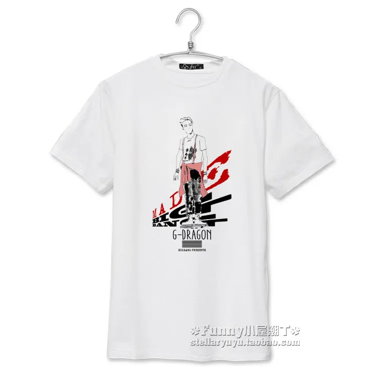 Модная белая футболка bigbang gd g-dragon music band с рисунком из мультфильма летняя для