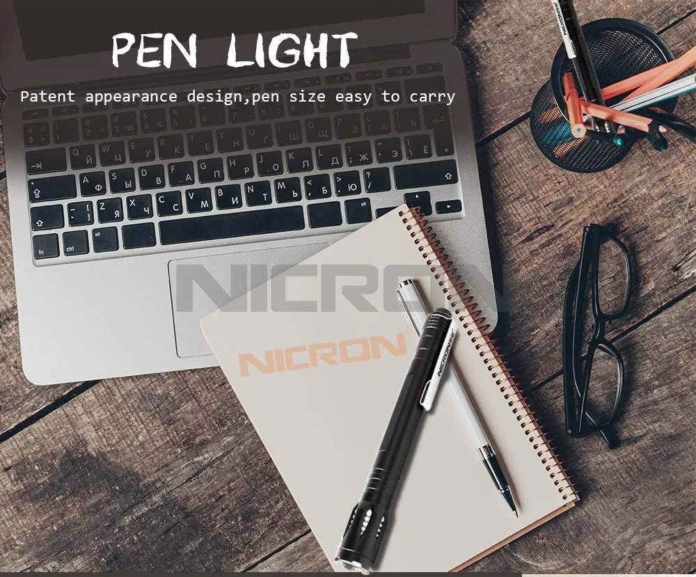 NICRON 3 Вт Портативный супер яркость мини ручка Стиль фонарик Алюминиевый Карманный Водонепроницаемый 3 режима светодиодный фонарь 120 лм G20