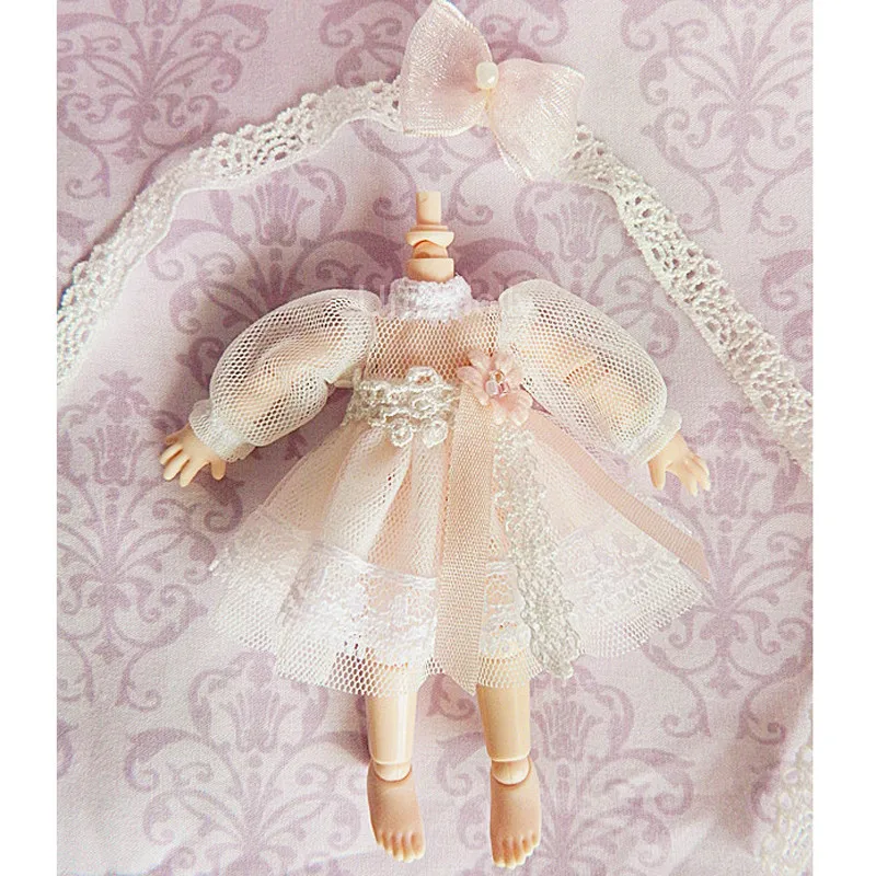 

2018 New 1 Set Cute White Chiffon Dress for OB11, 1/12 BJD Doll, Obitsu11 Doll Clothes Accessories