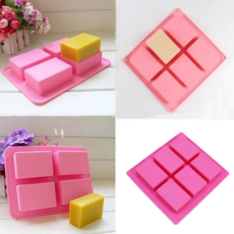 6-Cavity Silicone Rectangle Soap Cake ice Mold Mould Tray For Homemade Craft DIY