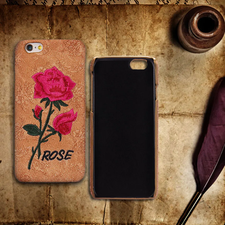 DOEES Vintage Phone Case For iPhone 6 6S 7 Plus Handmade 3D Rose Embroidery Pattern For Samsung Galaxy S8 Plus S7 S6 Edge Cases (1)