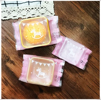 

50g 63-85g 100-125g Childlike Trojan pink plastic moon cake packaging bags + tray 95-100 sets