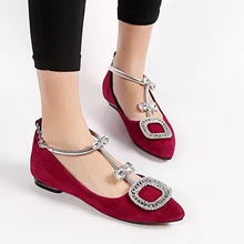 T-schnalle Spitze Zehen Schwarz Weinrot Wildleder Wohnungen Mit Bowknot 2017 Frühjahr Neue Mode Bequemes Allgleiches Singles schuhe
