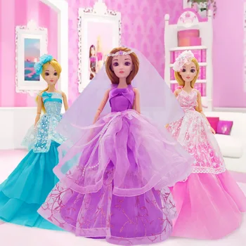 

Cute Pretty Doll Toys High Quality Silicone Movable Joint Body Princess Wedding Dress Dolls Best Gift for Girl Kids 13 Colors