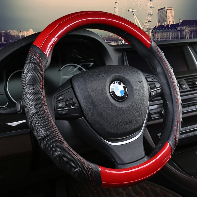 

38CM/15inch anti slip Car Steering Wheel Cover Universal leather Steering Wheel Protector Fit For Most Cars Styling