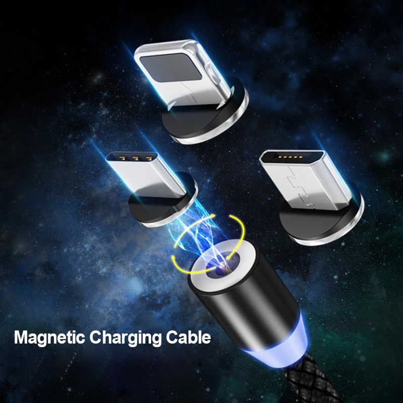 Магнитный USB 3 в 1 кабель VOXLINK для iPhone Xs 8 и Type C Micro нейлоновый плетеный Samsung Xiaomi Huawei