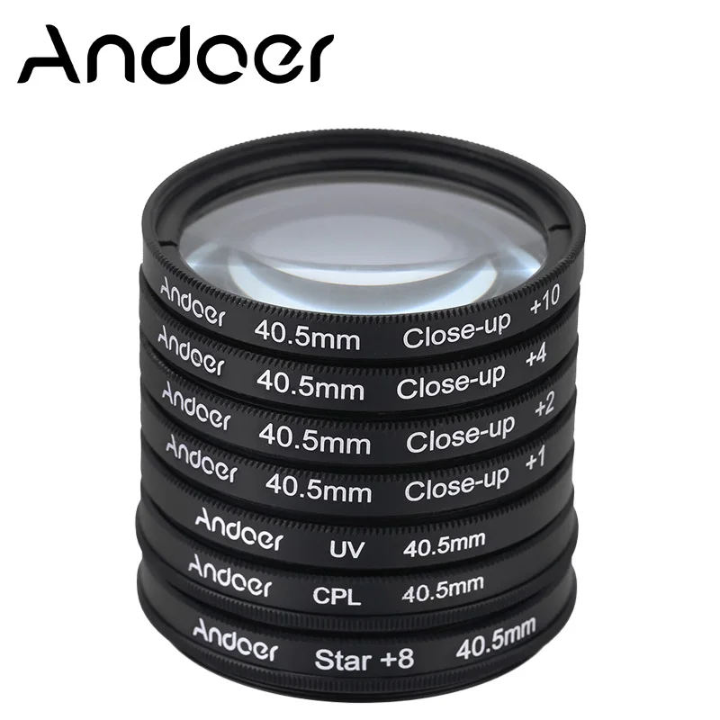 

Andoer 40.5mm UV+CPL+Star8+Close-up (+1 +2 +4 +10) Photography Filter Set Kit for Canon Nikon Sony DSLR Camera Lens