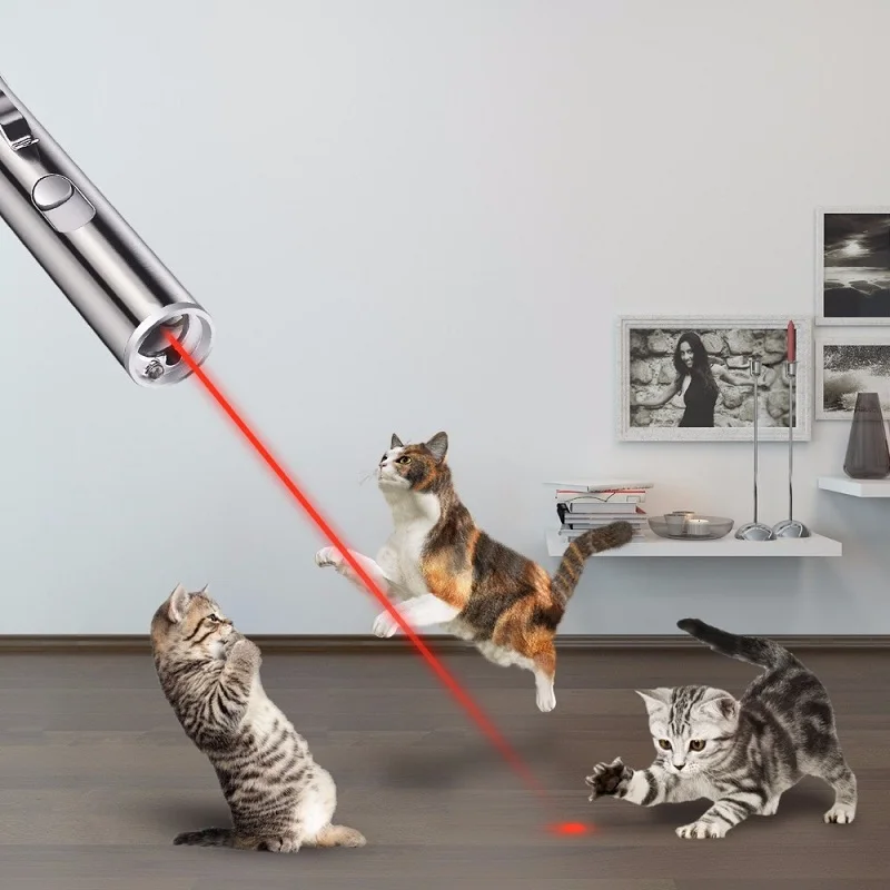 Мини лазерная указка ручка кошка игрушка Интерактивная 2 в 1 Chaser с красной точкой мини фонарик котенок царапины Упражнения Инструмент