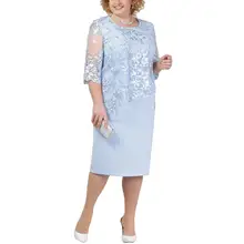 Размера плюс вечерние элегантные женские платья, одежда с полурукавом, цветочное кружевное многослойное платье для матери невесты, офисное Повседневное платье миди
