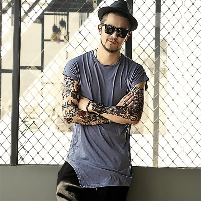 

2018 Men Summer new solid long version short sleeve T-shirt men high quality fashion brand design hot sale casual cotton T-shirt