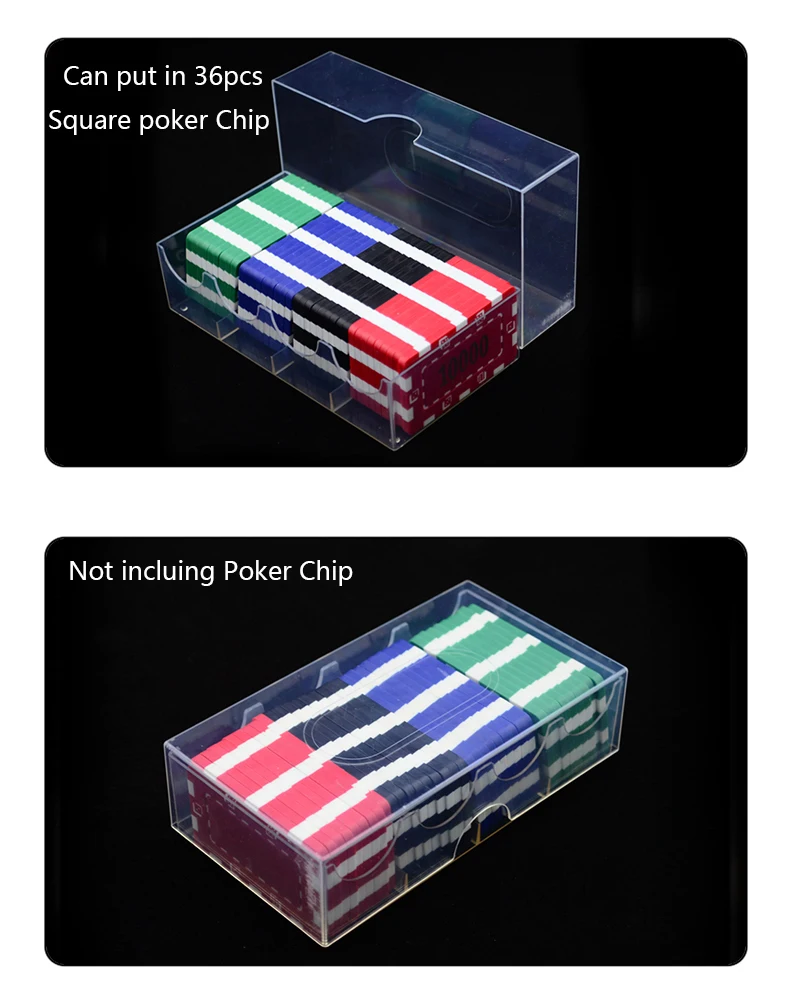 Высокое качество 36 шт. Пластик площадь покер чип лоток/коробка прозрачные фишки коробка с крышкой казино игры фишки в поле