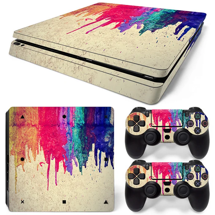

Hot Vinyl Skin Sticker For PlayStation 4 Slim PS4 Slim Console+2Pcs Controller Cover Decals Protector
