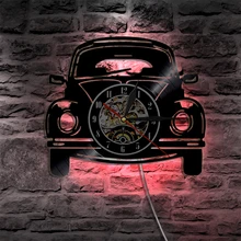 1 pieza de 12 pulgadas, reloj de pared con grabación de vinilo Vintage para coche, diseño de coche, lámpara de pared con luz LED, diseño moderno, decoración de pared para el hogar, regalo para amantes del coche