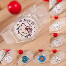 Симпатичные Прекрасный Мультфильм Hello Kitty Супермен Прозрачный Пластиковый Моды Наручные Часы Часы Часы для Женщин Девушки Женщины Студенческие Дети