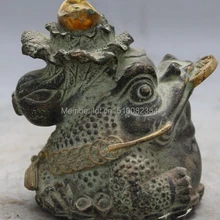 Помечено Китай Бронза Свинка Богатство Деньги Джин Чан Золото Цикада Spittor Монета Статуя