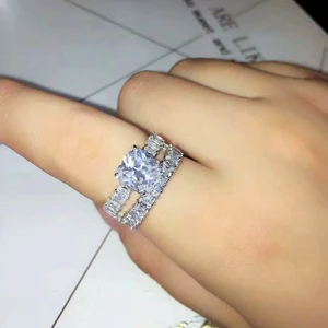 HIBRIDE модный стиль фиолетовый объемный женское циркониевое кольцо модные свадебные кольца женское кольцо R-223 - Цвет основного камня: white gold clear