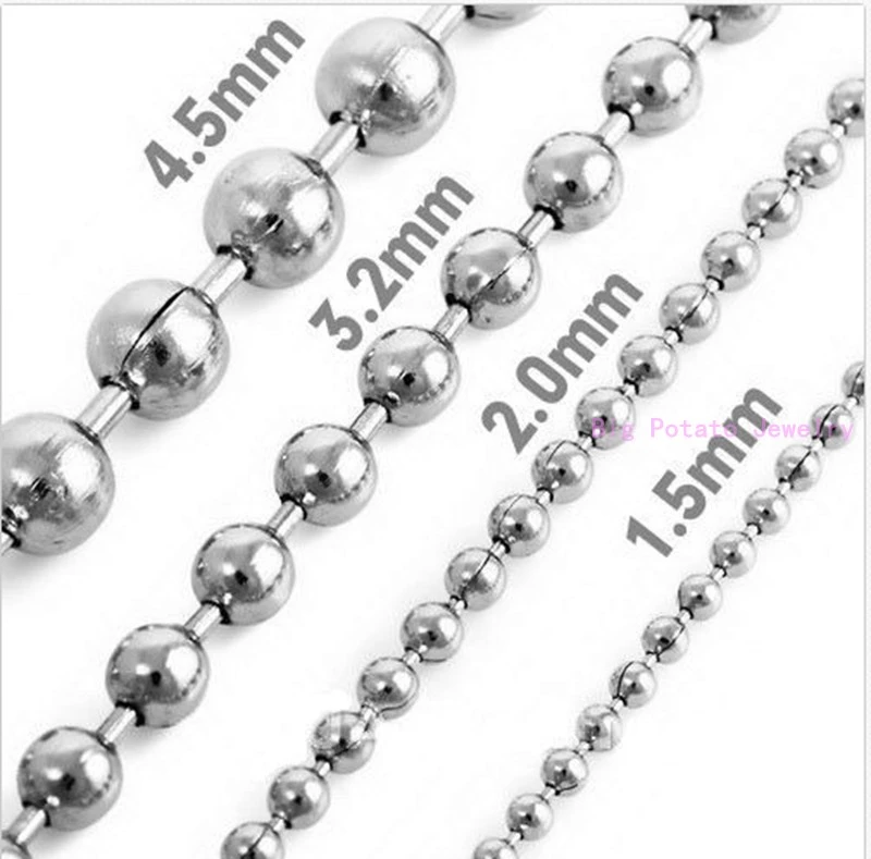 From 24 to 36 long, A00431 2.4 mm Ball Chains Necklace