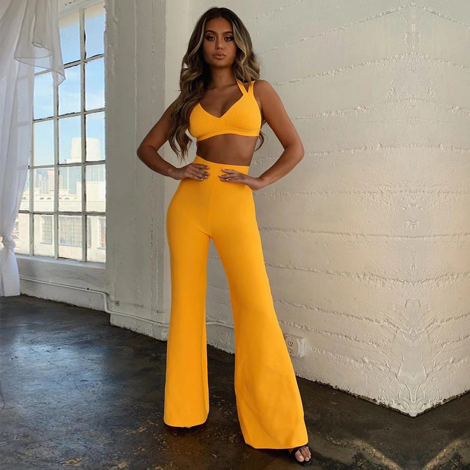 

Newest Celebrity Party Bandage Jumpsuit Women Red Spaghetti Strap V-Neck 2 Two Piece Set Sexy Night Out Jumpsuit Women Vestidos