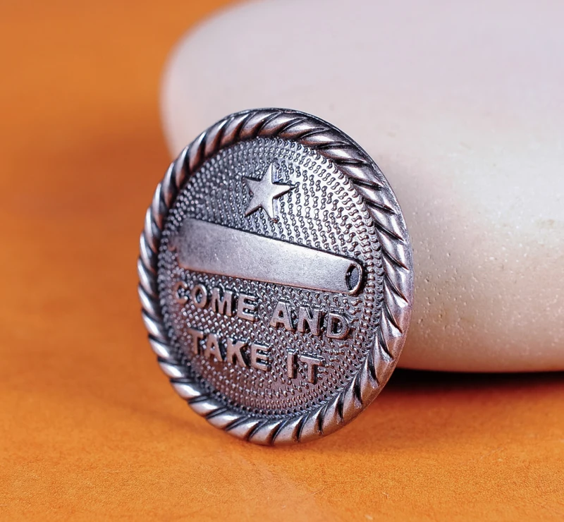 

10X Come and Take It Texas Cannon Star Gonzalez Flag Retro Silver Craft Conchos