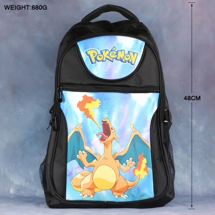 High quality Pokemon GO Charizard Anime Backpack School Bag Laptop Bag